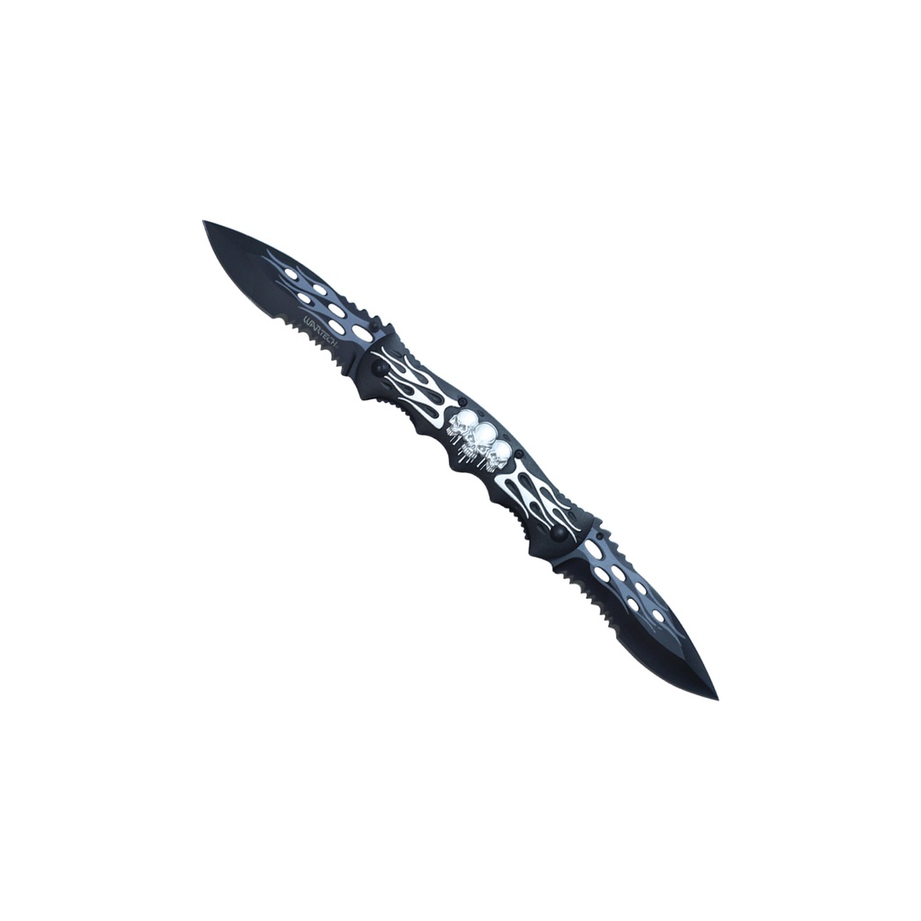 Grim Twin Skull-Guard Assisted Opening Knife - Gray Black