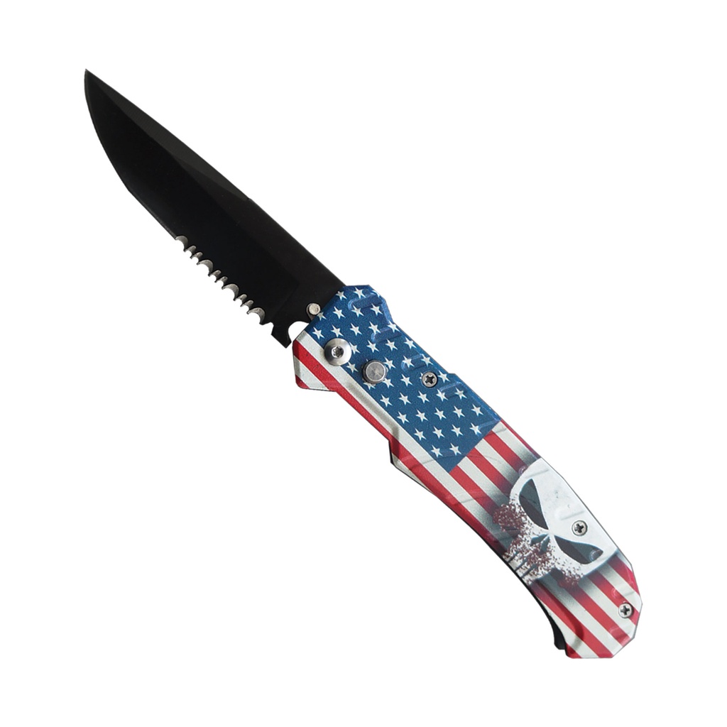 Patriot Punisher Quick-Deploy Automatic Knife - USA Flag Aluminum
