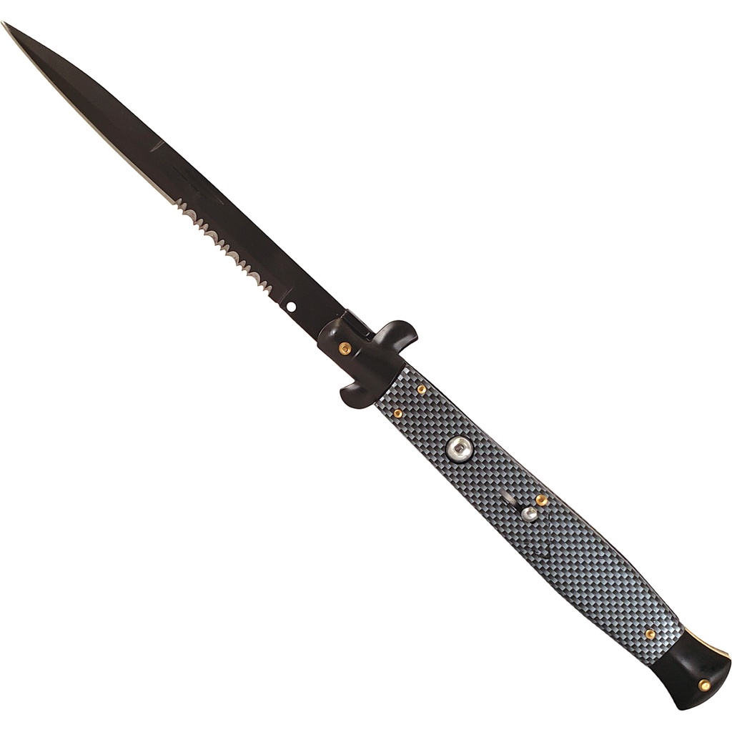 Midnight Enforcer Oversized Stiletto Automatic Knife - Carbon Fiber