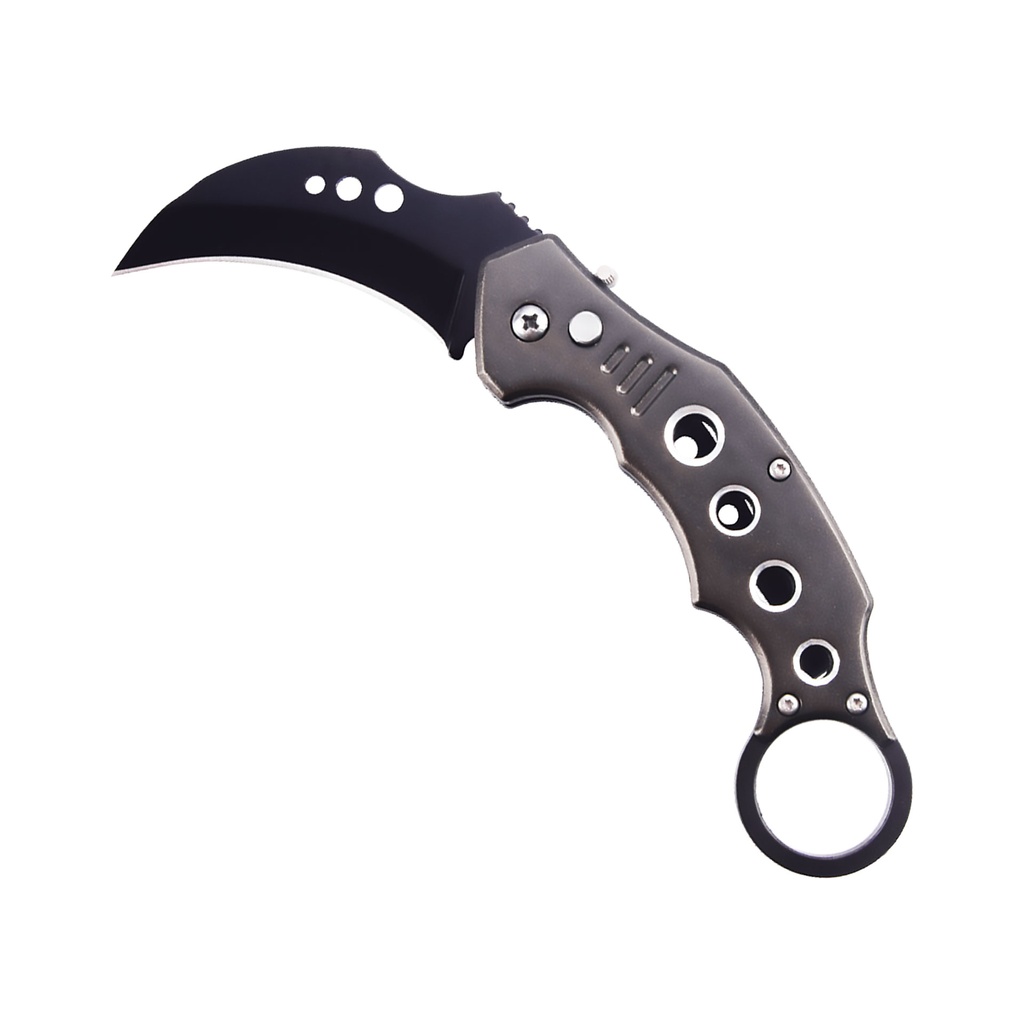 Legend Talon One-Touch Karambit Knife - Gray Aluminum