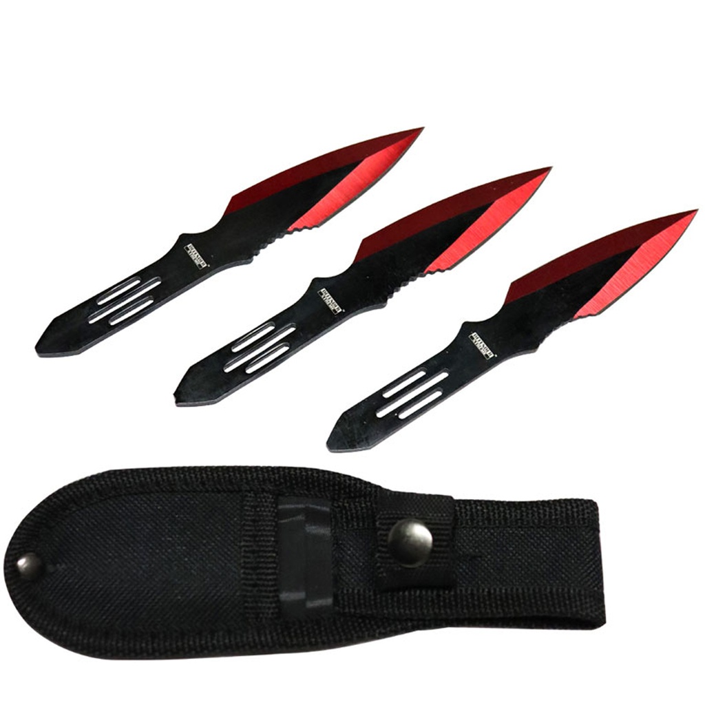 Velocity Strike Compact Throwing Knife Set - Black & Red