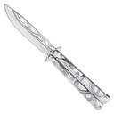 Silver Dragon Arc Butterfly Knife - Polished Steel
