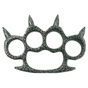 Damascus Shadow Solid-Spike Knuckle Duster - Black/Silver Steel