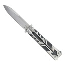 Split Current Balance Butterfly Knife - Silver and Black