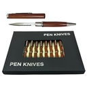 Heritage Elegance 12-Count Pen Knife Display - Wood Finish