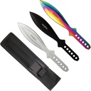 Tri-Color Flight-Calibrated Throwing Knife Set - Black, Silver, Rainbow