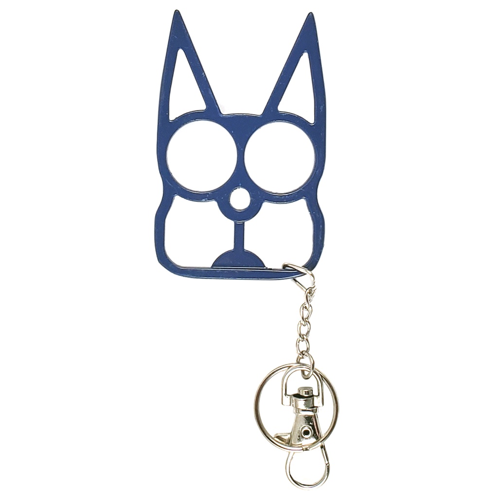 Silent Feline Palm-Anchor Defense Keychain - Blue Steel