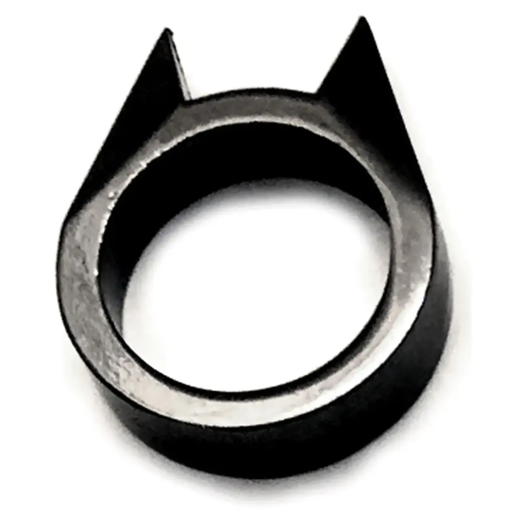Silent Prowler Cat-Ear Self-Defense Ring - Black Boron Carbide