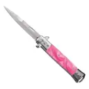 Marble Rose Quick-Click Stiletto Automatic Knife - Pink Marble
