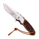 Spring-Assisted Stag Handle Knife with Drop Point Blade