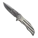 Flagbearer Patriot Spring-Assisted Pocket Knife - Stonewashed Aluminum